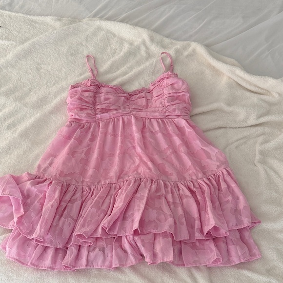 Altar'd State Dresses & Skirts - Altar'd State Pink Textured Spaghetti Strap Dress